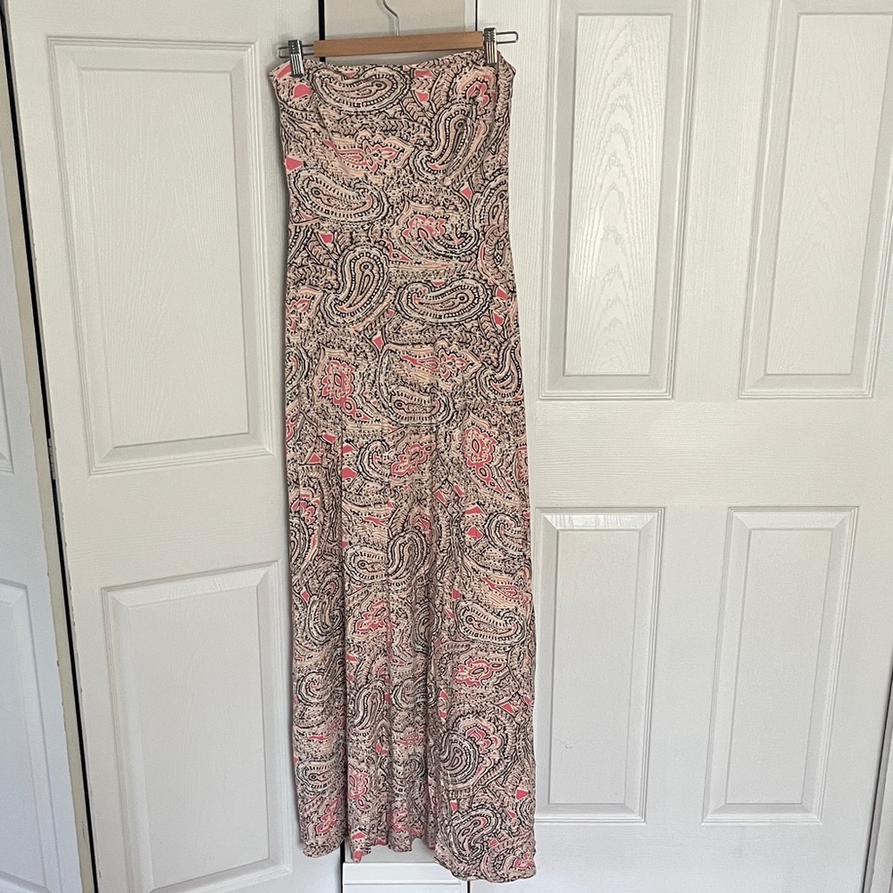 The Limited Pink and Cream Paisley Strapless Maxi Dress